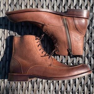𝅺kenneth Cole for Saks Fifth Avenue RED First Class Leather Ankle Boots - Brown